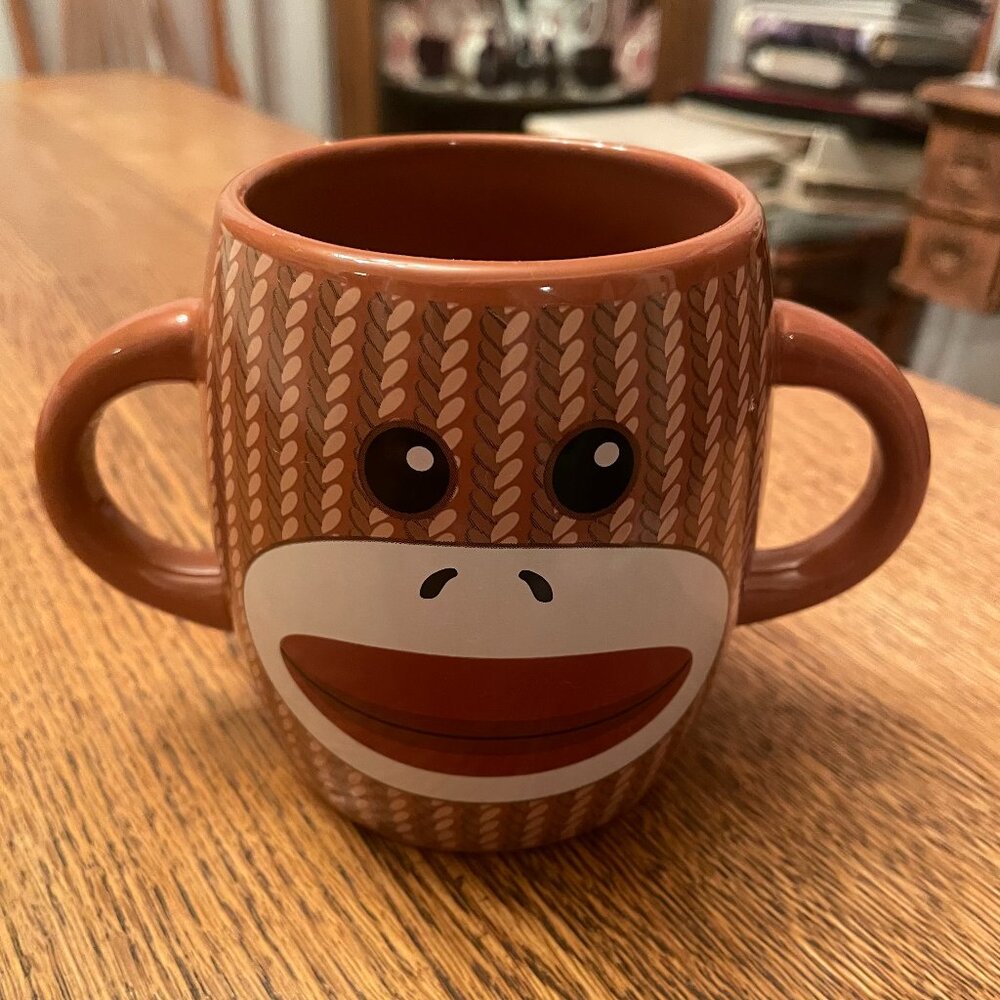 Galerie Sock Monkey Two Handled Coffee Cup Mug by Gallerie
